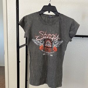 Sturgis Women's Short Sleeve Tee in Charcoal with Graphic
